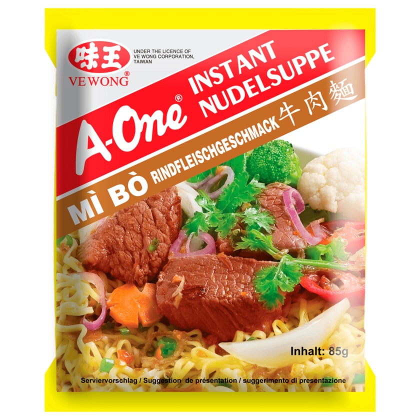 A-One Instant Nudelsuppe Mì Bò Rind 85g